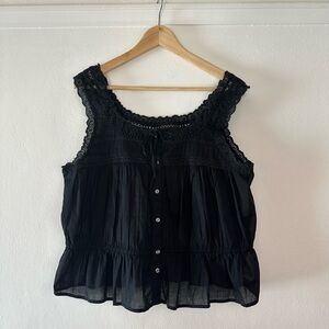 GAP Black Lace Trim Sleeveless Blouse